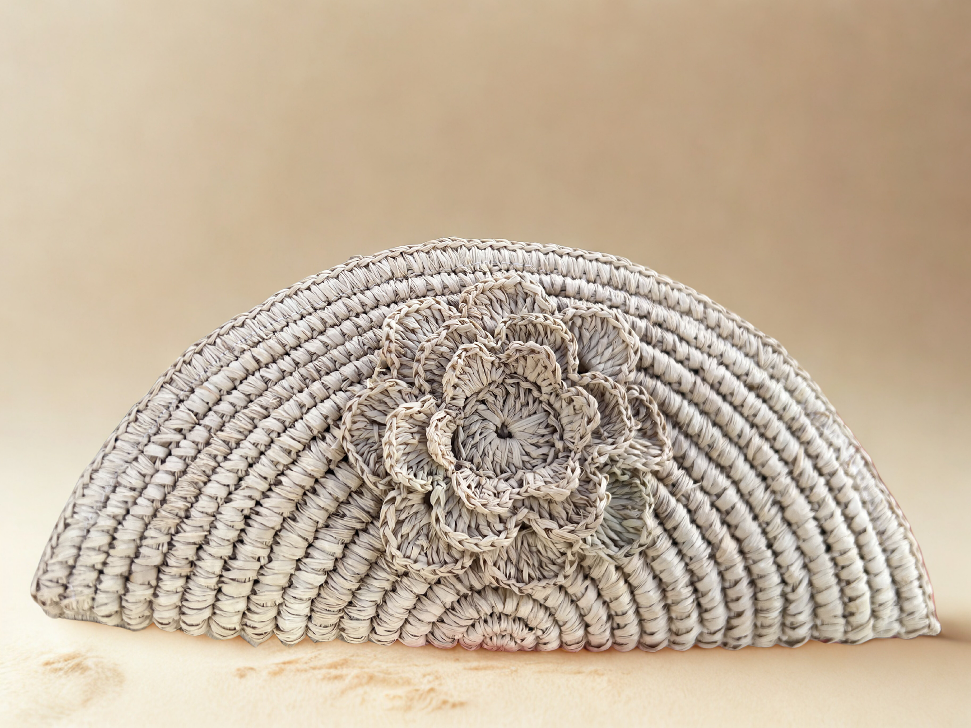Dyed raffia clutch with tassel