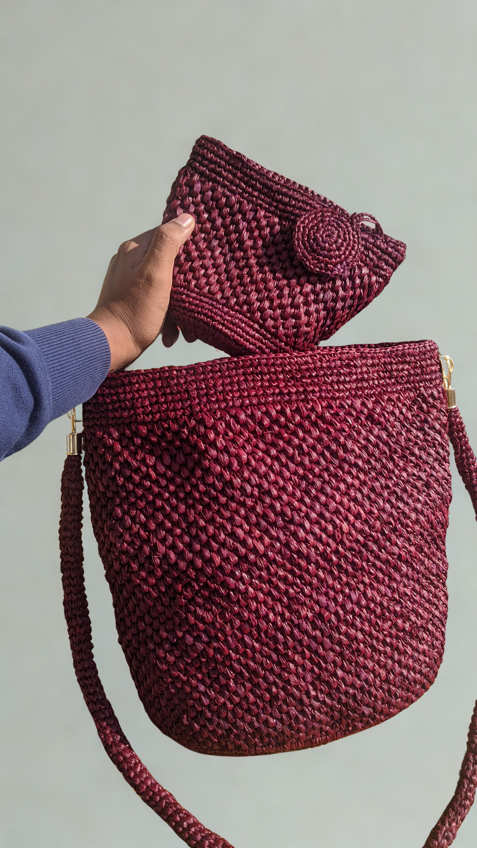 Pastel dyed raffia crossbody