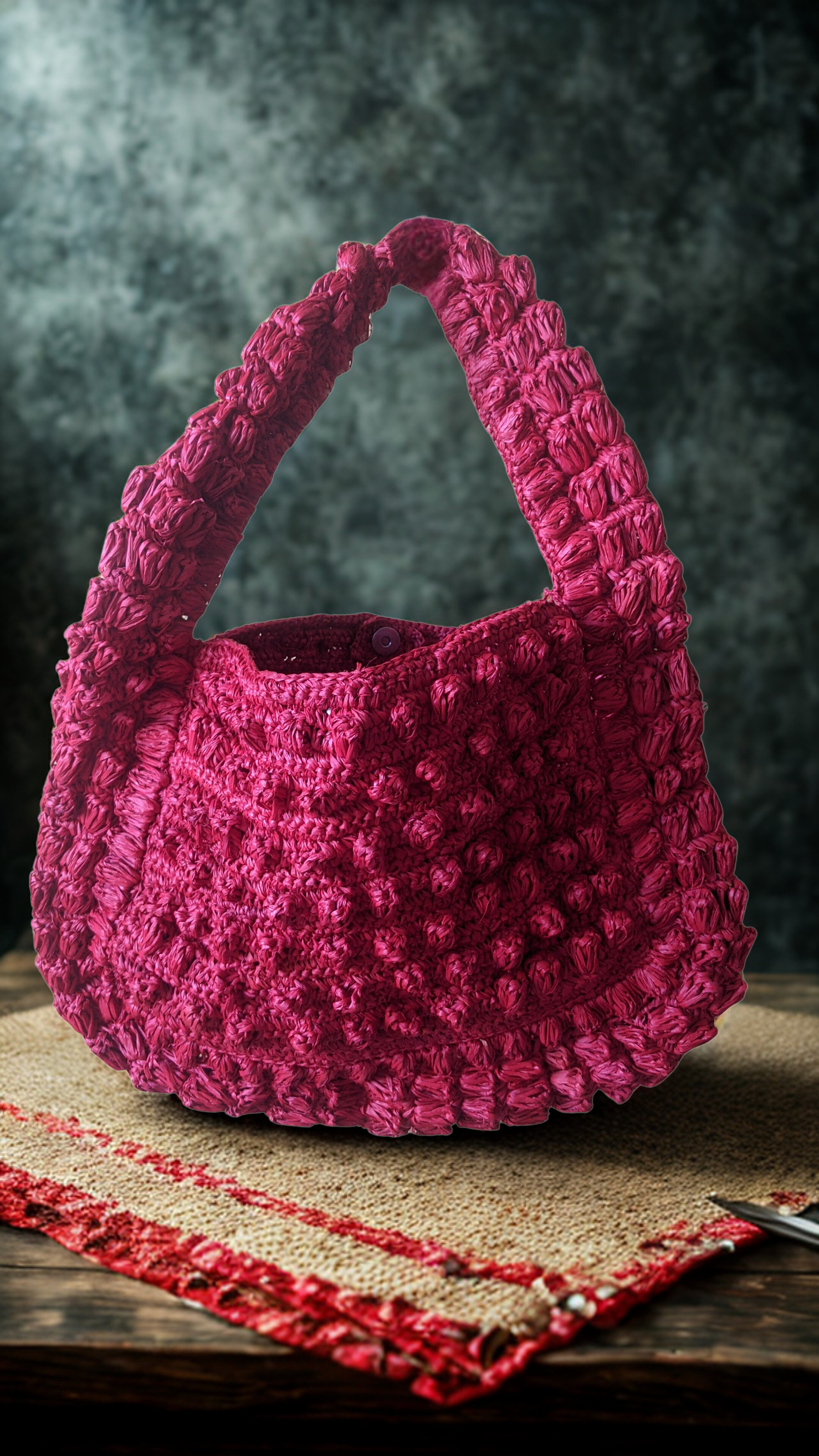 Bolso cabas de rafia teñido naturalmente